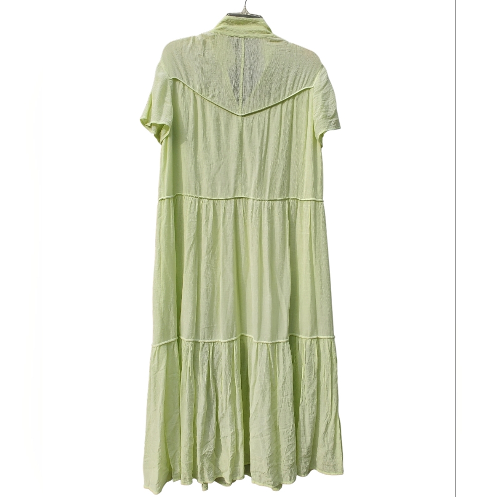 rag & bone Light Libby Tiered Seam Crinkle Dress In Luna Moth Green - Picture 11 of 16